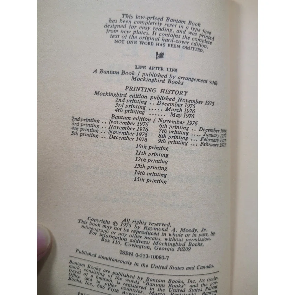 Life After Life by Dr. Raymond A. Moody Jr. Vintage 1977 Bantam Paperback‎